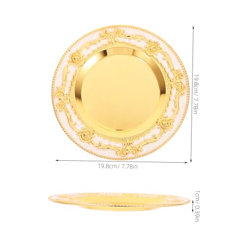 Hemobllo 1pc Vintage Decorative Gold Tray for Home Decor Retro Round Storage Tray for Coffee Table Jewelry and Candle Display