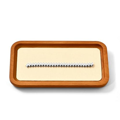 Solid Wood Jewelry Display Flat Tray for Rings Earrings Necklace Bracelet, Jewelry Photograph Display(Beige,M) - color: Beige, size: 18 * 10 * 1.5cm