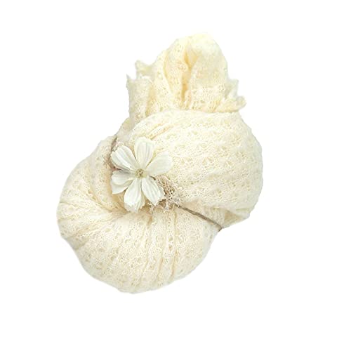 Orraphtstu 3Pcs Props for Newborn Photoshoot Mohair Backdrop Wrap Headband Baby Photo Posing Photography Knit Textured Stretchy (Backdrop with Wrap, Beige) - color: Beige, size: Backdrop With Wrap