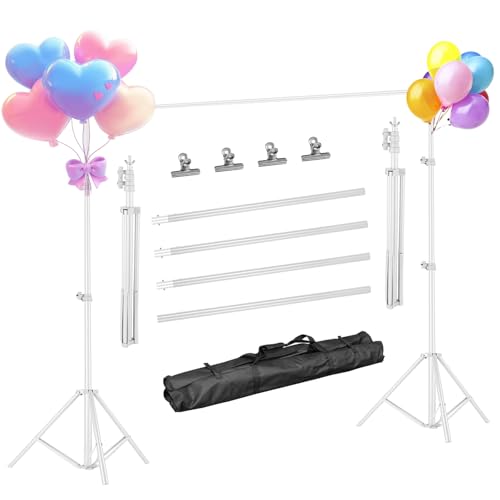 iMounTEK Backdrop Stand for Party, 6.5 * 9.84 ft Photographic Studio Photo Backgrounds Adjustable Photo Backdrop Stand Kits with a Carrying Bag Photo Backdrop Stand for Photography/Wedding(White) - color: White