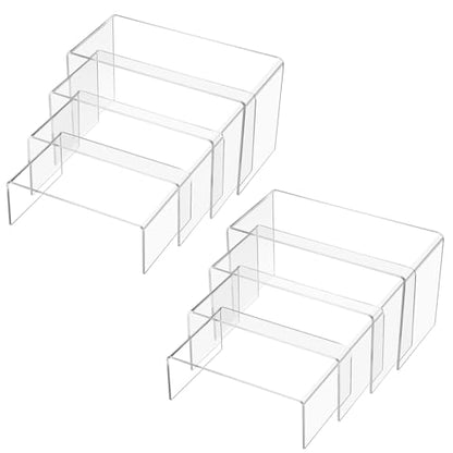 Chuangdi 20 Pcs Acrylic Display Risers, Clear Product Stand, Jewelry Display Riser Shelf Showcase Fixtures for Figure Dessert Cupcake Candy Action Showcase(Extra Large Set) - color: Clear, size: Extra Large Set