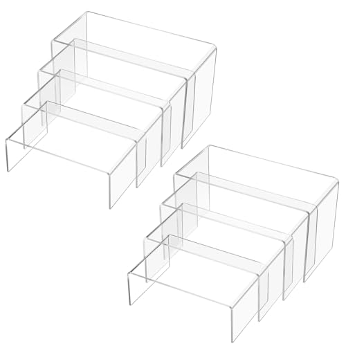 Chuangdi 20 Pcs Acrylic Display Risers, Clear Product Stand, Jewelry Display Riser Shelf Showcase Fixtures for Figure Dessert Cupcake Candy Action Showcase(Super Large Set) - color: Clear, size: Super Large Set
