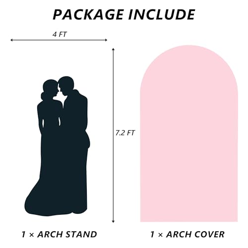 Neatsure Arch Backdrop Stand and Cover Set, 7.2FT Metal Photo Balloon Arch Backdrop Stand for Wedding Birthday Party Baby Shower Ceremony Graduation Decoration, Pink - color: Pink, size: 7.2FT