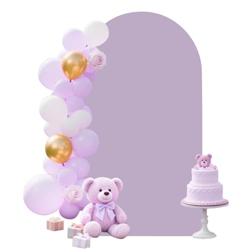 Light Purple Arch Backdrop Cover 7.2 Ft Picture Backdrop Stand Covers Stretchy Spandex Fabric Arched Back Drop Wedding Baby Shower Decor Party Event Decorations - color: Light purple, size: 3.9x7.2ft