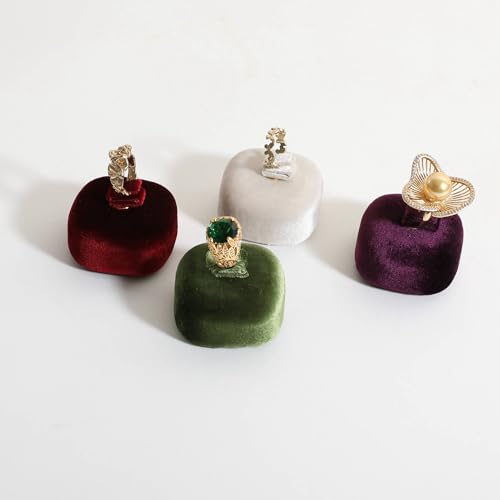 Cute Single Ring Holder for selling, Velvet Ring Display Stand for Jewelry Show, Jewelry Storage Display【Green】 - color: Green