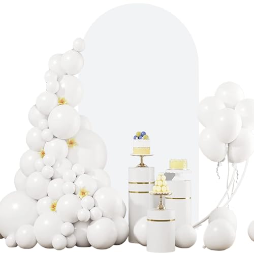 White Arch Backdrop Cover 7.2 Ft Balloon Arch Stand Covers Stretchy Spandex Fabric Backdrop Wedding Decorations for Ceremony Baby Shower Event Parties - color: White, size: 3.9x7.2ft