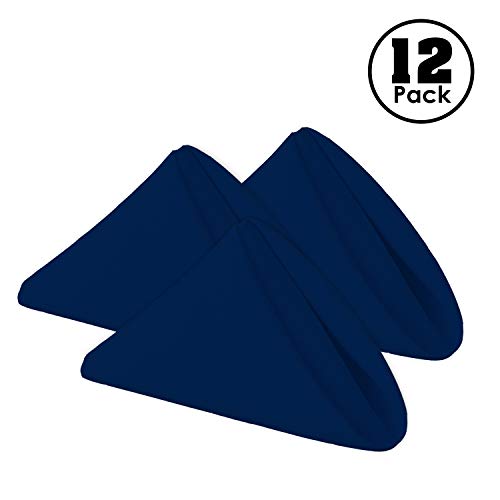 Gee Di Moda Cloth Napkins - 17 x 17 Inch Navy Blue Dinner Napkins - Set of 12 Soft & Absorbent Washable Fabric Cloth Table Napkins with Hemmed Edges for Hotel Restaurant, Holiday Parties & Wedding - color: Navy Blue, size: 17 x 17 Inch Cloth Napkins - 12/