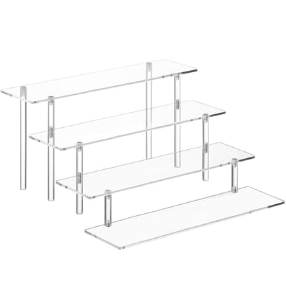 HENABLE 4 Tier Acrylic Perfume Organizer Stand, Clear Display Risers for Perfume, Cologne, Cosmetic, Skincare, Funko POP, Dessert Display, Cupcake Stand Holder