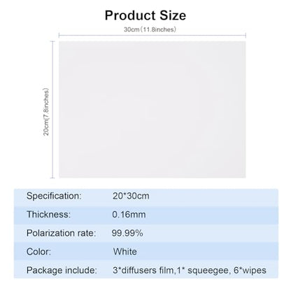 Selens 3Pcs Adhesive Light Diffuser 7.9X 11.82 inches Light Dimming Film for LED Lights - color: 3Pcs