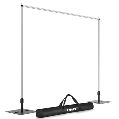 EMART Backdrop Stand Heavy Duty, 10x10Ft Pipe and Drape Backdrop Stand, Stable Background System Kit with 2 Metal Bases, 12 Stainless Steel Poles for Parties, Wedding, Birthday, Photography