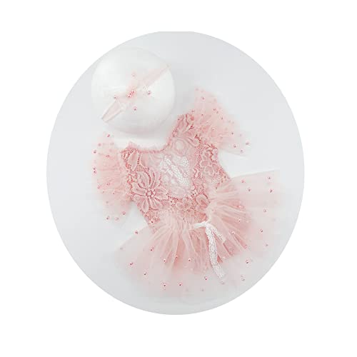 Newborn Photography Outfits Girl Baby Photo Tutu Dress Newborn Photoshoot Romper Baby Picture Lace Outfit - color: Pink6