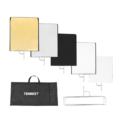 Photography Light Reflector Flag Kit, 35x47inches/90x120cm, 4-in-1 Gold/Silver/Black/White Diffuser and Translucent Diffuser, Foldable Stainless Steel Frame