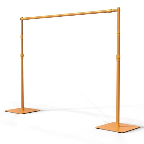 ShowMaven Backdrop Stand, 8x10 ft Adjustable Photo Backdrop Stand Kit, Heavy Duty Background Stand with Steel Base for Photography, Baby Shower, Birthday Parties, Wedding (Golden) - color: Golden