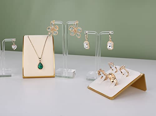 Beige Necklace display stand, Velvet Jewelry necklace display holder for selling, small metal earring neck storage organizer, online jewelry photography props【Beige】 - color: Cream