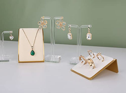 Beige Necklace display stand, Velvet Jewelry necklace display holder for selling, small metal earring neck storage organizer, online jewelry photography props【Beige】 - color: Cream