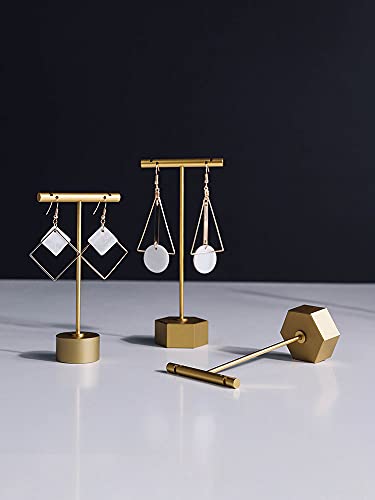 4Pcs Gold Metal Earring T Bar Stand Retail Display Holders for Show, Jewelry Online Stores Photography Display Props (Gold 4pcs) - color: Gold 4pcs