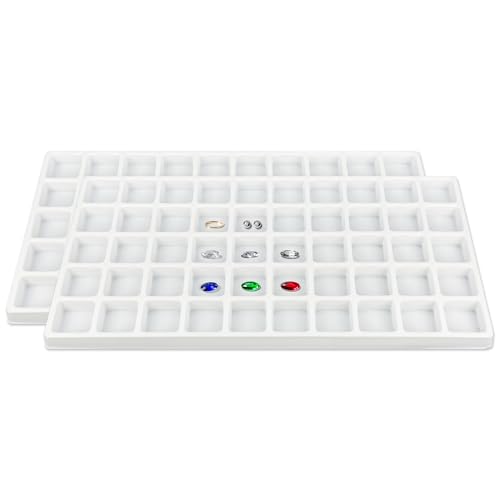 TheDisplayGuys For Your Modern Living 2-Pack 50-Compartments Flocked Velvet Jewelry Display Inserts - Tray/Case Liners - Ring Earrings Storage, (White) by The Display Guys - color: White, size: Compartments - 50