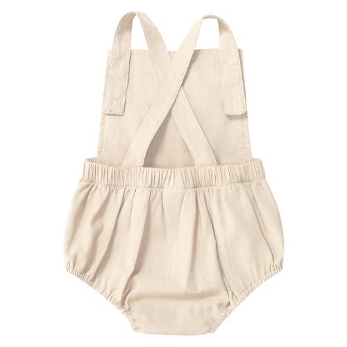 IMEKIS Baby Girls Boys Boho 1st Birthday Outfit Backless Overalls Romper for Cake Smash Photo Shoot - color: Apricot 1 Birthday, size: 9-12 Months
