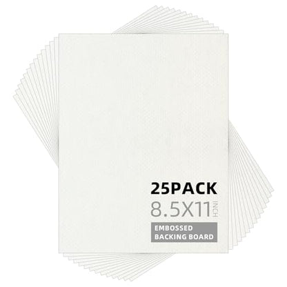 Somime 25 Pack Embossed Backing Boards Only, 8.5x11 Uncut White Mat Board, Acid Free Backer Boards Ideal for Photos, Pictures, Prints, Frames, and Artwork - size: 8.5x11