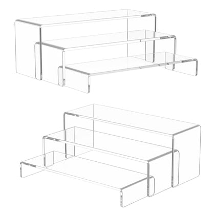 NIUBEE Acrylic Display Riser, 6 Pcs 12" Large Acrylic Risers, 2 Set Clear Rectangular Stands for Candy Dessert Cupcakes, Collectibles Display Stands Shelf for Display for Funko POP Figures - size: 12 inches