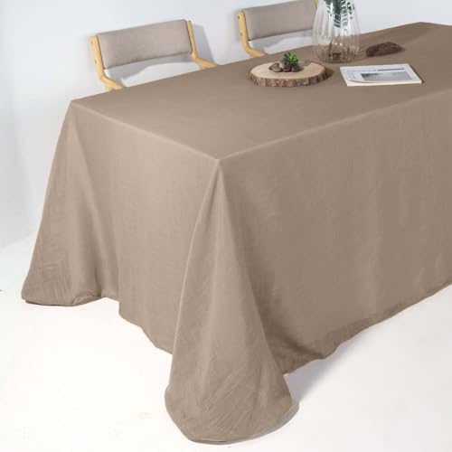Efavormart 90x132 Taupe Premium Faux Linen Rectangular Tablecloth | Wrinkle Free Tablecloth - color: Taupe, size: 132" x 90" (Rectangular)