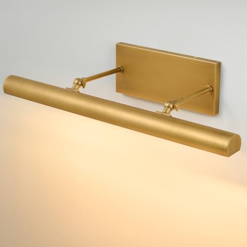 Art Picture Frame Wall Light: 24" Glod Dimmable Vintage Artwork Brass Painting Spotlight - Hardwired Swing Arm Rotatable 3 Lights over Picture - Linear Accent Lighting above Photo for Gallery Bookcase - color: Gold, size: 24"-3 Bulb