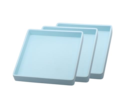 Small Square Tray (5.9 inch) 3 Pack, Durable Blue Tray for Desserts & Organization, Lightweight for Coffee, Drinks, Party, Seasoning, Perfume and Display. - color: Blue - 3 Tray, size: 5.9" x 5.9" x 0.8"