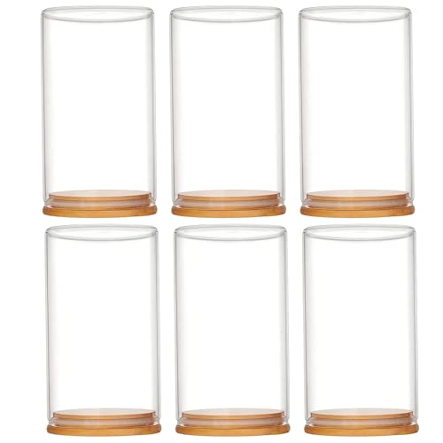 6 Pack 360° Clear Dustproof Stackable Display Box for Mini Figures Jesus Miniatures Building Blocks with Wood Base