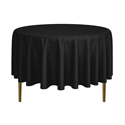 Lann's Linens - 90" Round Premium Tablecloth for Wedding/Banquet/Restaurant - Polyester Fabric Table Cloth - Black - color: Black, size: 90" (Round)