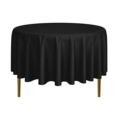 Lann's Linens - 90" Round Premium Tablecloth for Wedding/Banquet/Restaurant - Polyester Fabric Table Cloth - Black - color: Black, size: 90" (Round)
