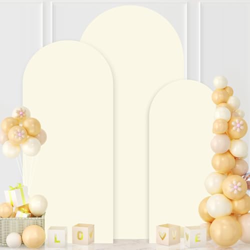 MODFUNS Ivory Arch Cover 4&5&6ft Wedding Arch Cover Set of 3 Spandex Arch Stand Covers Double Sided Stretchy Backdrop Covers for Wedding Ceremony Party Banquet Decoration - color: Ivory, size: 4 FT & 5 FT & 6 FT