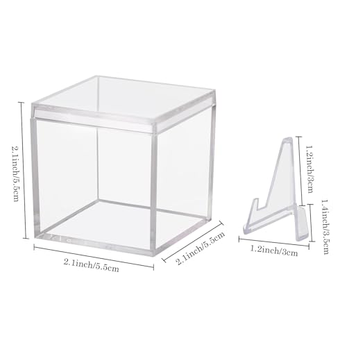 12 Pack Championship Ring Display Case Clear Acrylic Ring Case Display Box for Sports Baseball Softball Football Golf Single Ring Coin Holder Stand, 2.16 Inch - size: 12 Pack