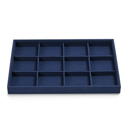 12 Grids Microfiber Jewelry Tray Bracelet Tray Bangle Tray Jewelry Display Tray Stackable Jewelry Trays for Bracelet Bangle Holder Watch Earring Brooches Display Tray (Blue) - color: Blue, size: 12 Grid