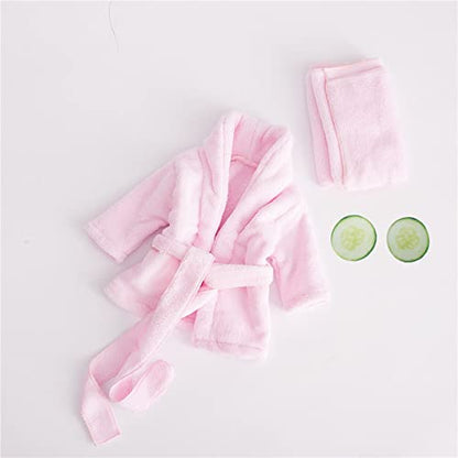 Newborn Baby Photography Props Outfit Robe Bathrobes Towel Sets & Cucumber Slices for Baby Boys Girls Posing Photo Prop - color: Pink