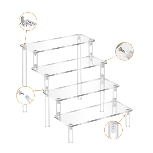 4 Tier Acrylic Display Riser, Clear Perfume Organizer Stand, Cupcake Stand Holder, Dessert Table Display Shelf, Skin Care Organizer for Decoration and Organizer - size: 4 Tier 20 cm × 8 cm × 20 cm