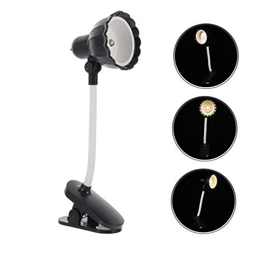 VOSAREA Mini Clip LED Desk Lamp Delicate Micro Clamp Light for Reading Bedroom Dorm Students Portable Table Lighting for Miniature Houses and Photo Props