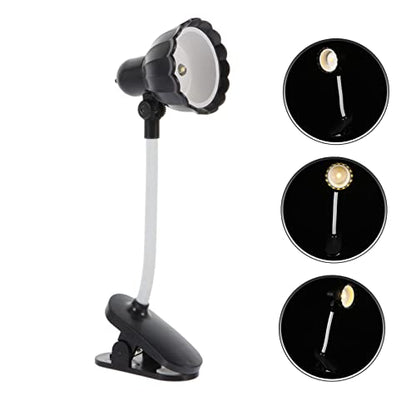 VOSAREA Mini Clip LED Desk Lamp Delicate Micro Clamp Light for Reading Bedroom Dorm Students Portable Table Lighting for Miniature Houses and Photo Props
