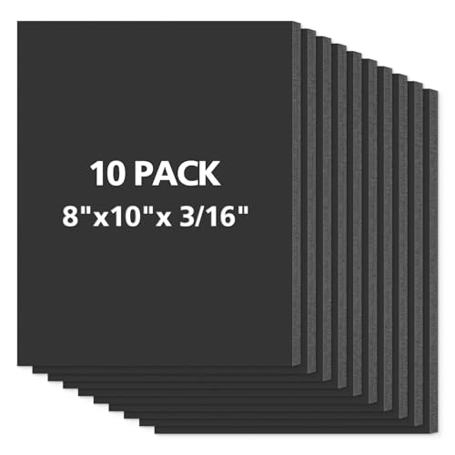 Mat Board Center Premium Black Foam Core Board - 8x10 Inches 3/16" Thick - 10 Pack - Acid-Free - Ideal for Mounting, Crafts, Art, and Presentations - color: Black, size: 8x10