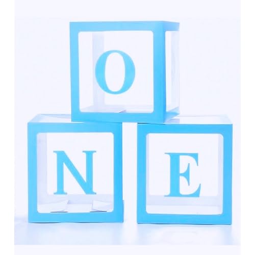 Blue One Boxes for 1st Birthday, One Balloon Box With 20 Balloons, Baby Girl 1 Year Old Gifts, 1st Birthday Party Decorations Boy, Anniversary Photoshoot Props Backdrop. (Blue) - color: Blue