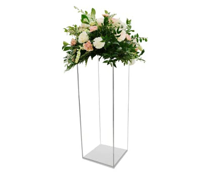 Marketing Holders Tall Pedestal Display Box with White Base 12" x 12" x 40" Acrylic Lucite Display Cube Art Sculpture Stand Trinkets Collectibles - color: 12" X 12" X 40" Clear With White Base