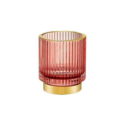 Makeup Brush Holder Organizer,Toothbrush Holders,Desk Pen Pencil Holder,Multifunctional Vintage Glass Brush Cup(A3-28-US) - color: Red, size: Small