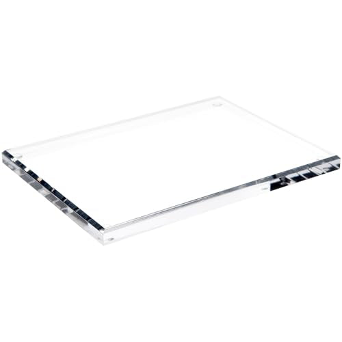 Plymor Clear Acrylic Rectangular Beveled Display Base, 8" W x 6" D x 0.5" H - size: 8" X 6" X 0.5"