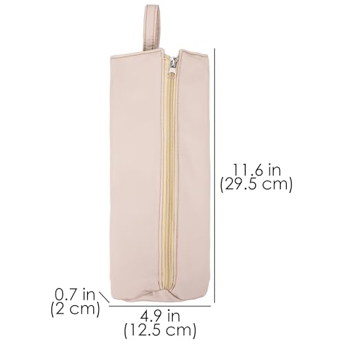 Heat-Proof Travel Pouch for Straighteners and Curling Wand, Waterproof Hanging Organizer with Zipper Closure, Salon Tools Bag with Extra Storage Pocket and Snap Strap (Khaki)