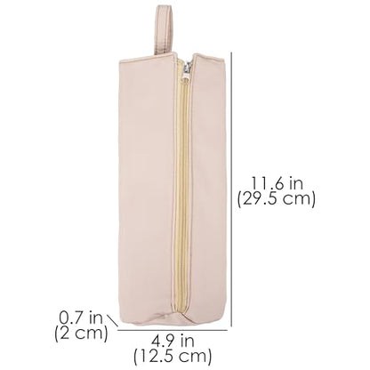 Heat-Proof Travel Pouch for Straighteners and Curling Wand, Waterproof Hanging Organizer with Zipper Closure, Salon Tools Bag with Extra Storage Pocket and Snap Strap (Khaki)