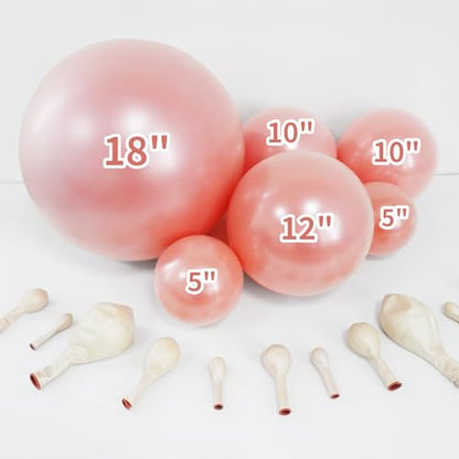 Double Stuffed Pearl Dusty Pink balloons Different Size 115Pcs 5/10/12/18 Inch Pearl Rose Blush Pink Balloon Garland Arch kit for Boho Birthday Wedding Engagement Bridal Baby Shower Party - color: Pearl Dusty Pink