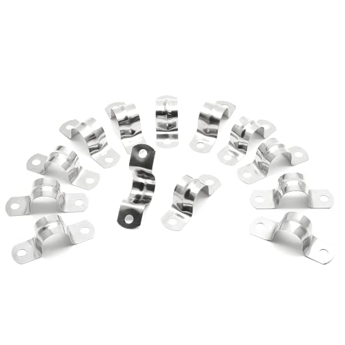 20Pcs 5/8 Inch Stainless Steel Conduit Clamps, Two Hole Strap U Bracket Rigid Pipe Strap Metal U Clamp Conduit Strap Tension Clips U-tube Clamp Heavy Duty - size: 5/8 inch / 16 mm