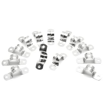 20Pcs 5/8 Inch Stainless Steel Conduit Clamps, Two Hole Strap U Bracket Rigid Pipe Strap Metal U Clamp Conduit Strap Tension Clips U-tube Clamp Heavy Duty - size: 5/8 inch / 16 mm
