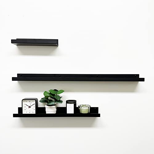 Mitus Floating Display Shelf - Wall Mounted - Modern Industrial Metal Channel Ledge Black, 36 inch - color: Black, size: 36 in