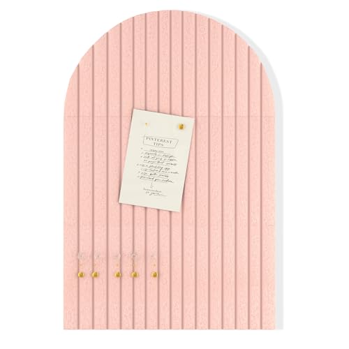 Felt Bulletin Board, 35" x 24" Cork Board Alternative, Decorative Felt Pin Board with 30 Push Pins, Vision Board for Office Home Bedroom Wall Decor, Photo Display(Pink, Arched - 35 x 24 Inches) - color: Pink, size: Arched- 35 x 24 Inches