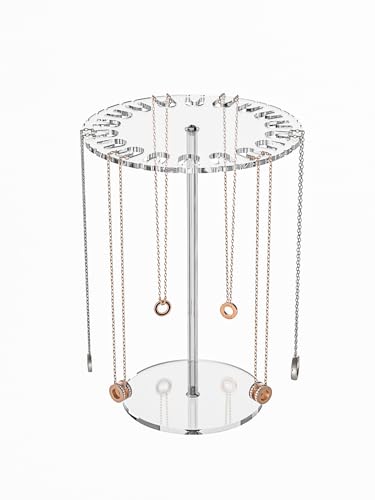 Acrylic Necklace Holder,Jewelry Rotating Organizer Stand For The Girl's Room,Small Necklace Display Hanger Rack,Necklace Storage Hanging,Jewelry Necklace Tree